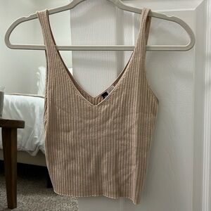 Tan ribbed tank top